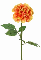 Dahlia, 1 polyester bloem Ø 11 cm, 2 sets blad (6 stuks) 58 cm