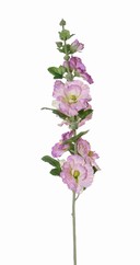 Alcea rosea (Stokroos) "Spring Dream", x9flrs, 7buds & 9lvs, flocked stem, 87cm