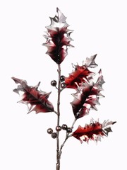 Holly berries spray elite, metallic, coated stem, 53cm